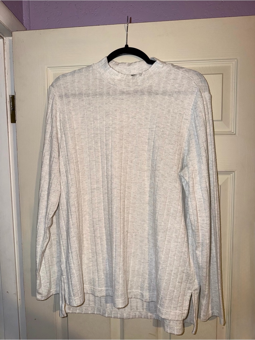 Matty M Light Gray Ribbed Turtleneck Sweater